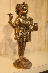 Standing Brass Idol of Lord Dhanvantari